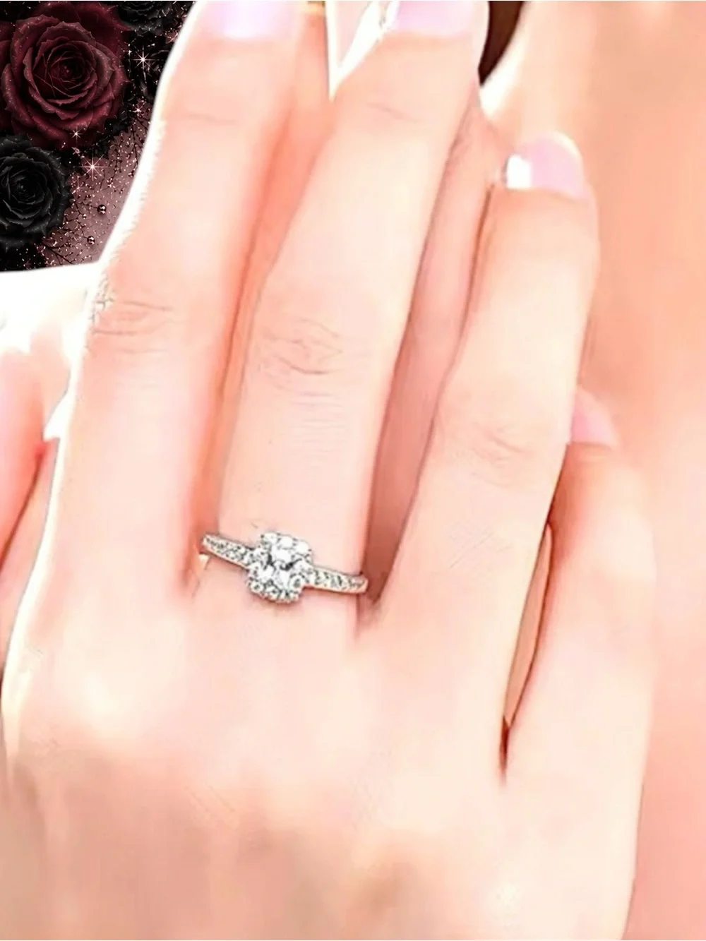 New .925 Sterling Silver Elegant Romantic Princess Square AAAAA Dazzling CZ Ring